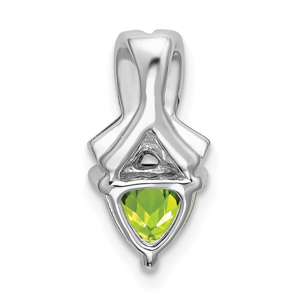 14k White Gold Trillion Peridot and Diamond Pendant