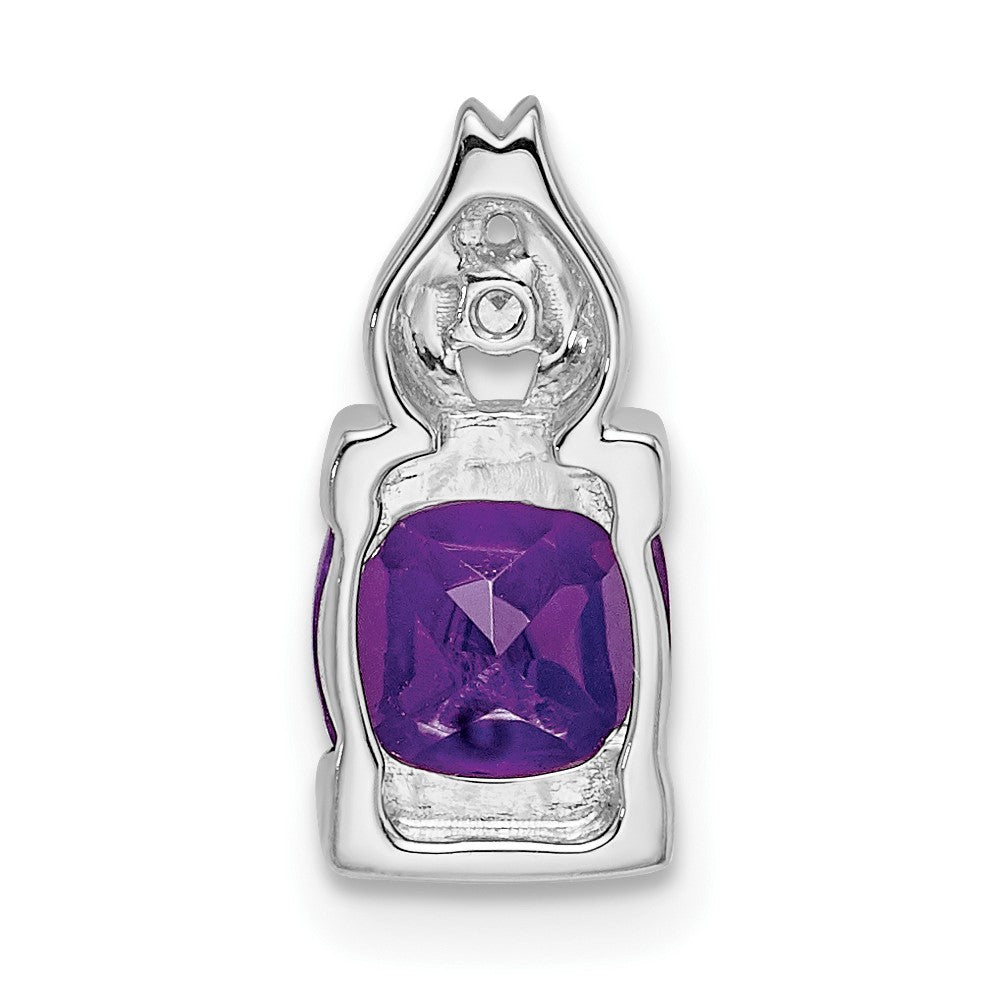 14k White Gold Amethyst and Diamond Pendant - 5