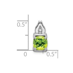14k White Gold Peridot and Diamond Pendant - 2
