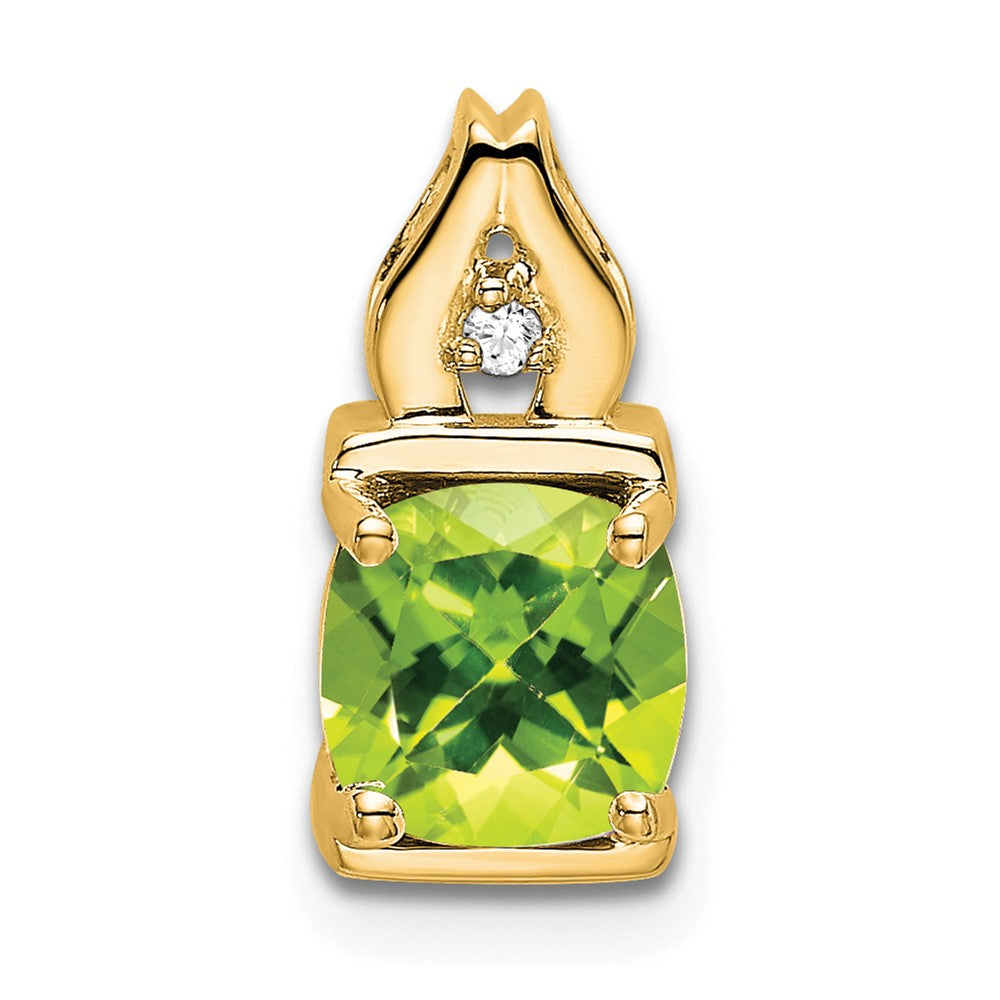 14k Peridot and Diamond Pendant - 2