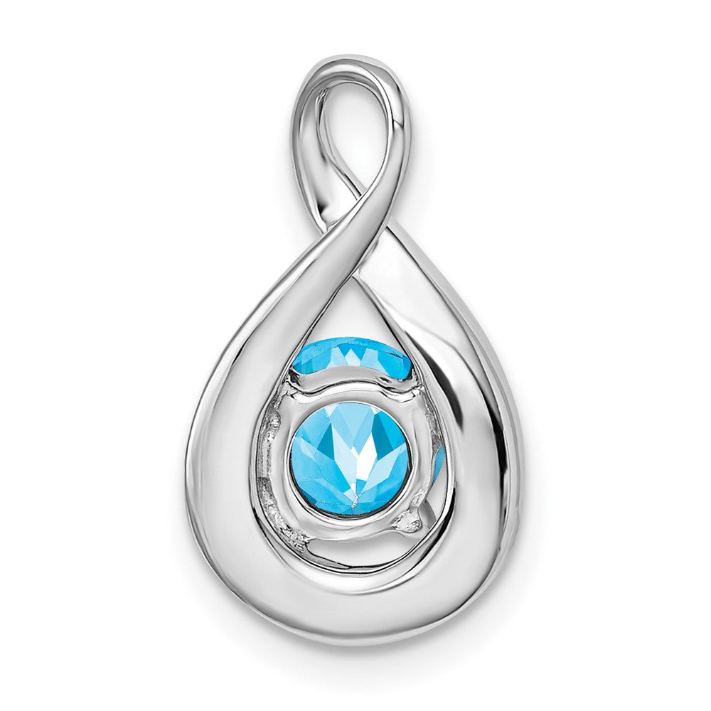 14k White Gold Blue Topaz and Diamond Pendant