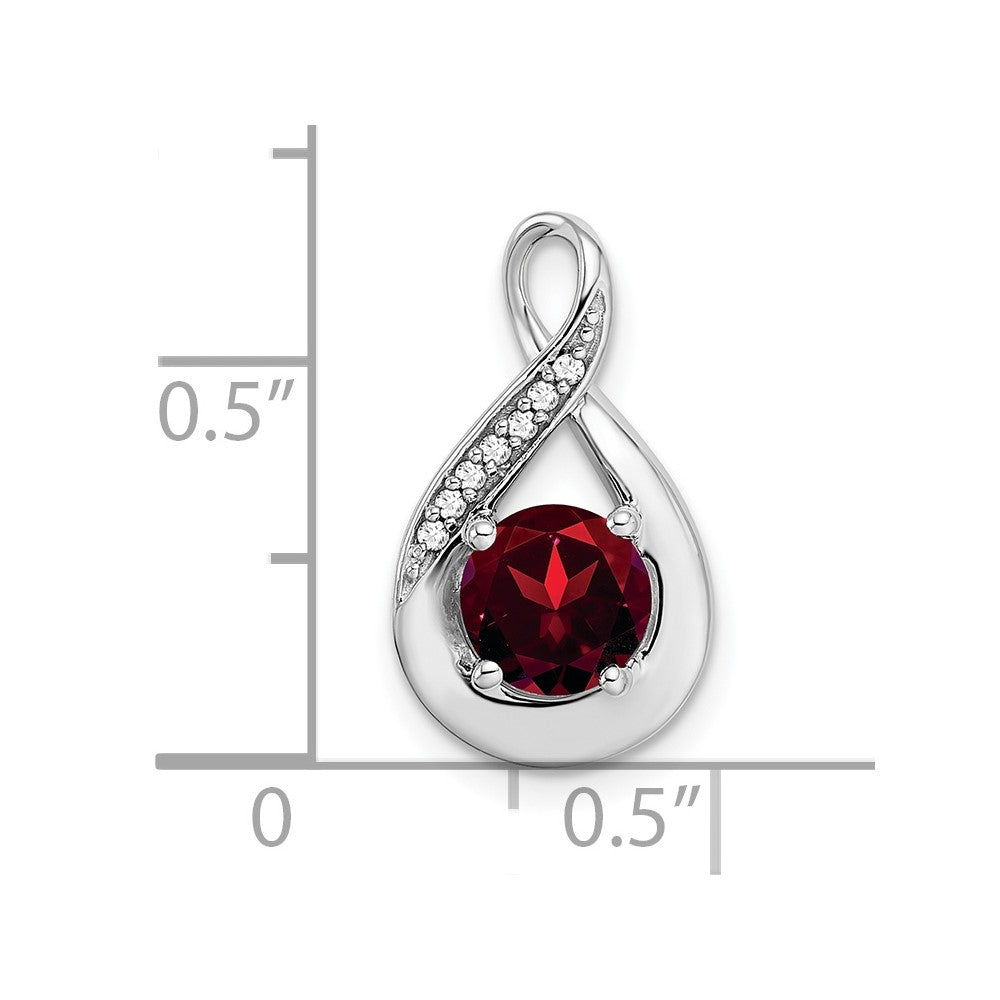 14k White Gold Garnet and Diamond Pendant