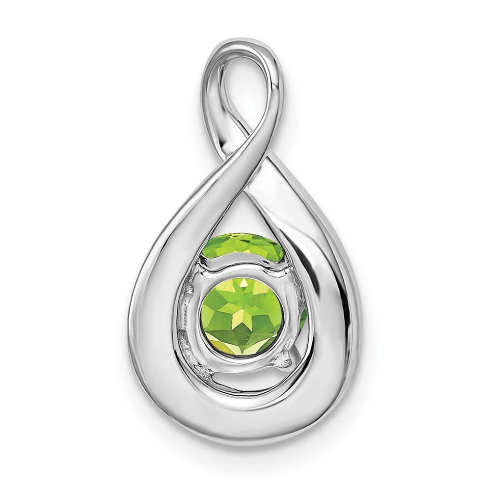 14k White Gold Peridot and Diamond Pendant - 4