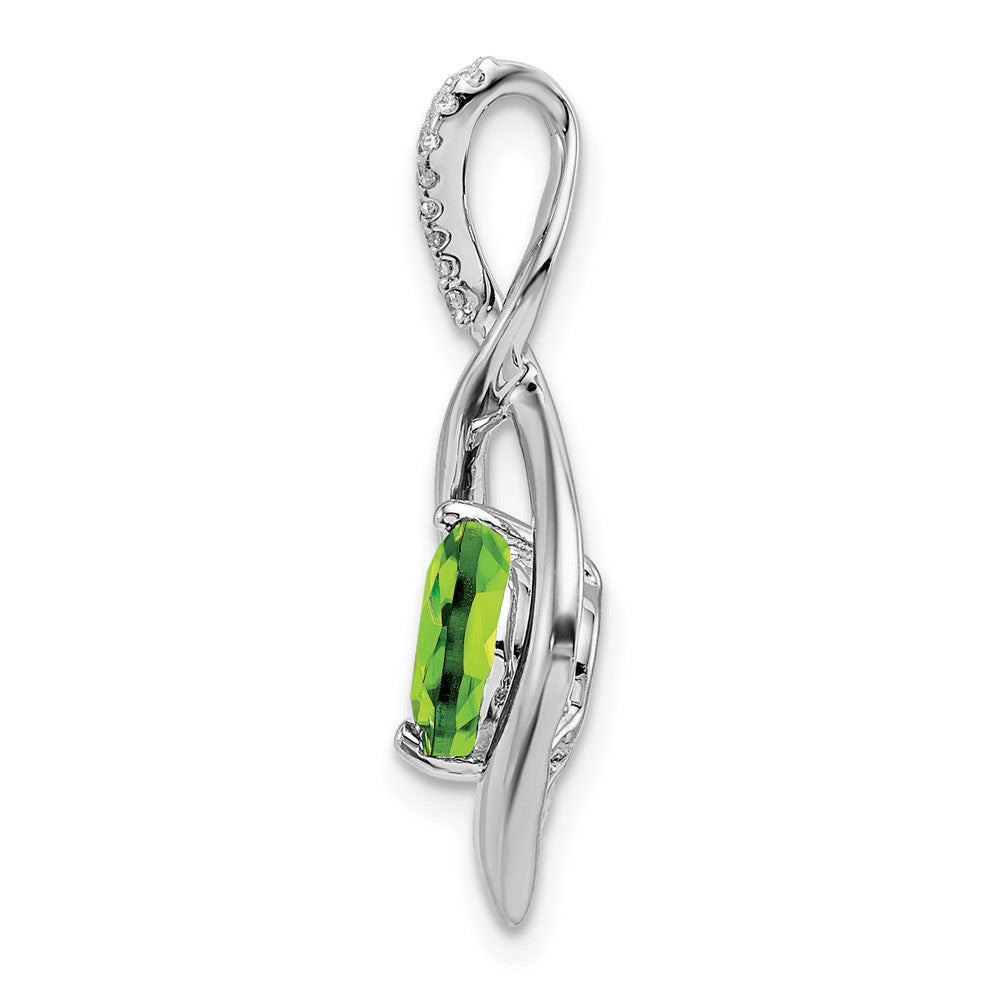 14k White Gold Peridot and Diamond Pendant