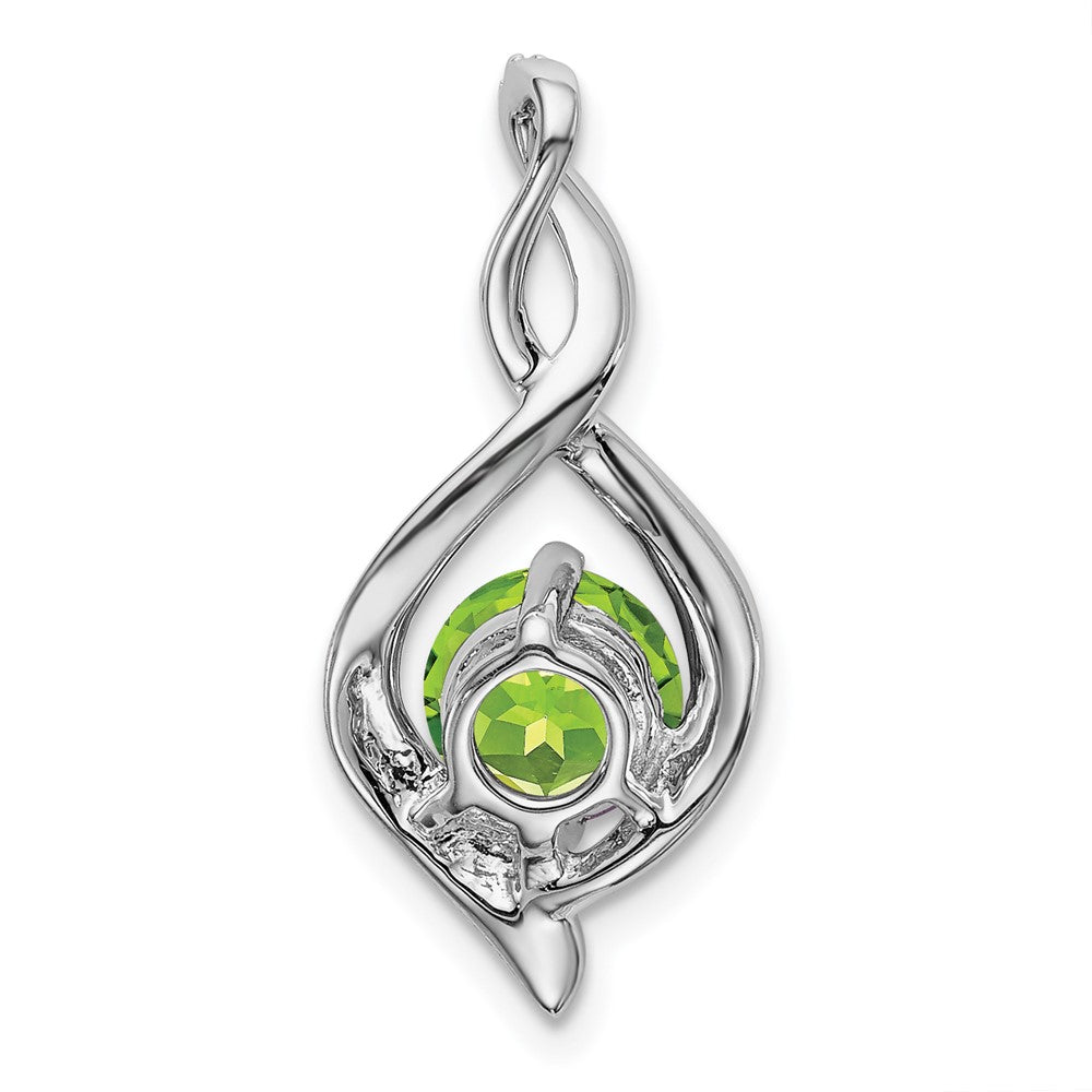 14k White Gold Peridot and Diamond Pendant