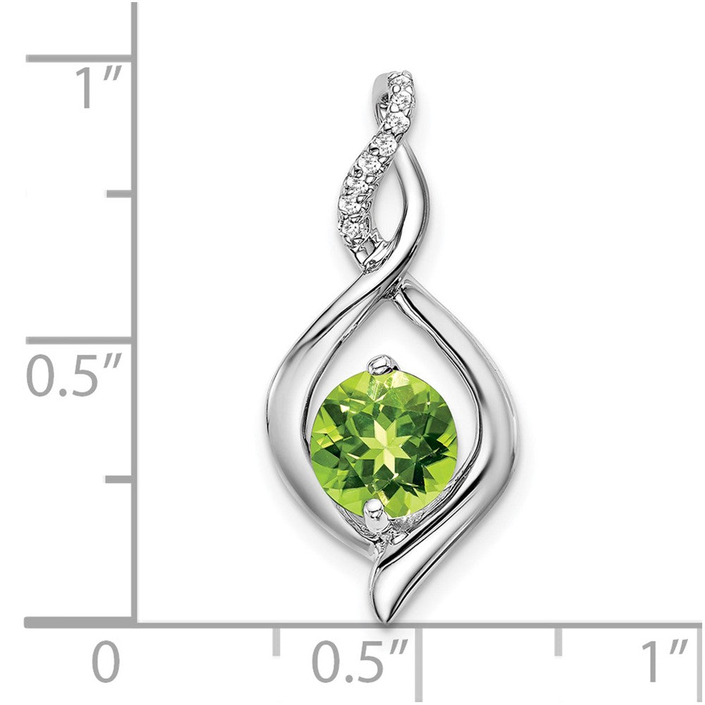 14k White Gold Peridot and Diamond Pendant