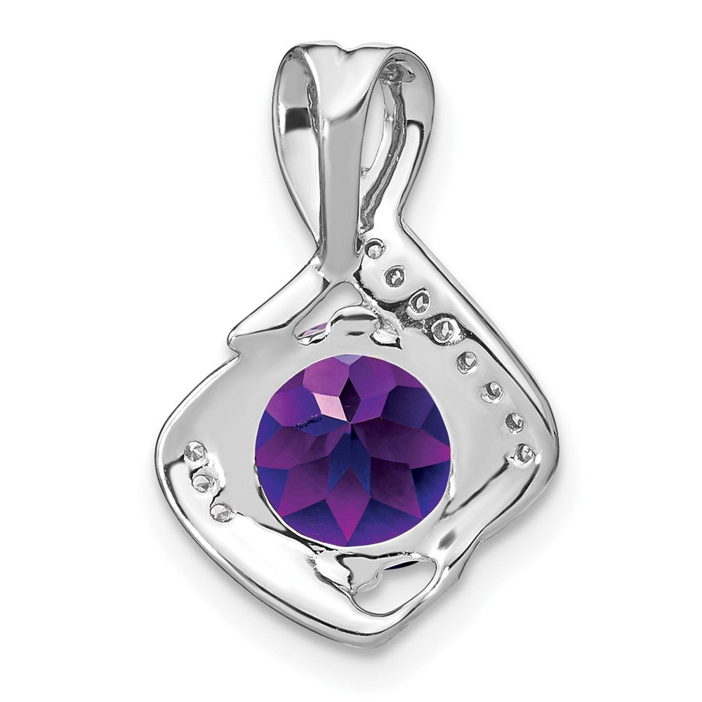 14k White Gold Amethyst and Diamond Pendant