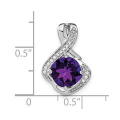 14k White Gold Amethyst and Diamond Pendant