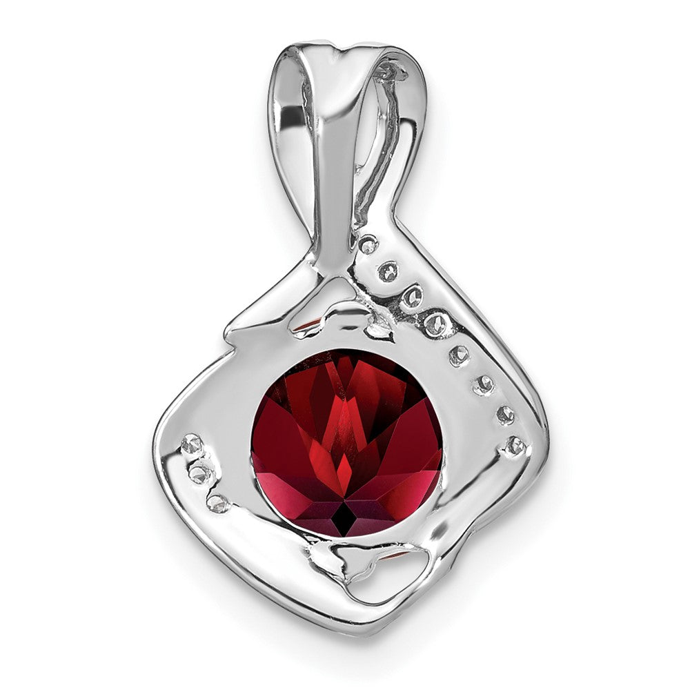 14k White Gold Garnet and Diamond Pendant