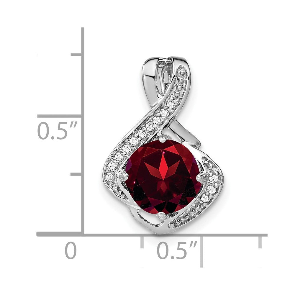 14k White Gold Garnet and Diamond Pendant