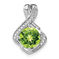 14k White Gold Peridot and Diamond Pendant
