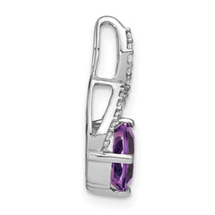 14k White Gold Cushion Amethyst and Diamond Pendant