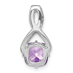 14k White Gold Cushion Amethyst and Diamond Pendant