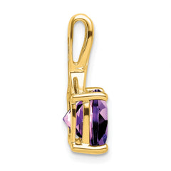 14k Cushion Amethyst and Diamond Pendant