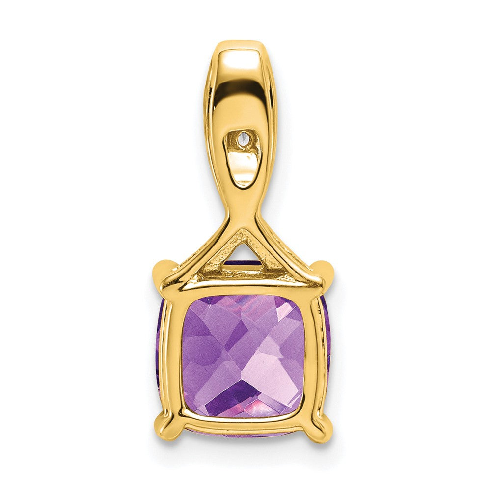 14k Cushion Amethyst and Diamond Pendant