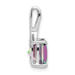 14k White Gold Cushion Mystic Fire Topaz and Diamond Pendant - 2