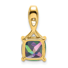 14k Cushion Mystic Fire Topaz and Diamond Pendant - 2