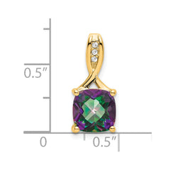 14k Cushion Mystic Fire Topaz and Diamond Pendant - 2