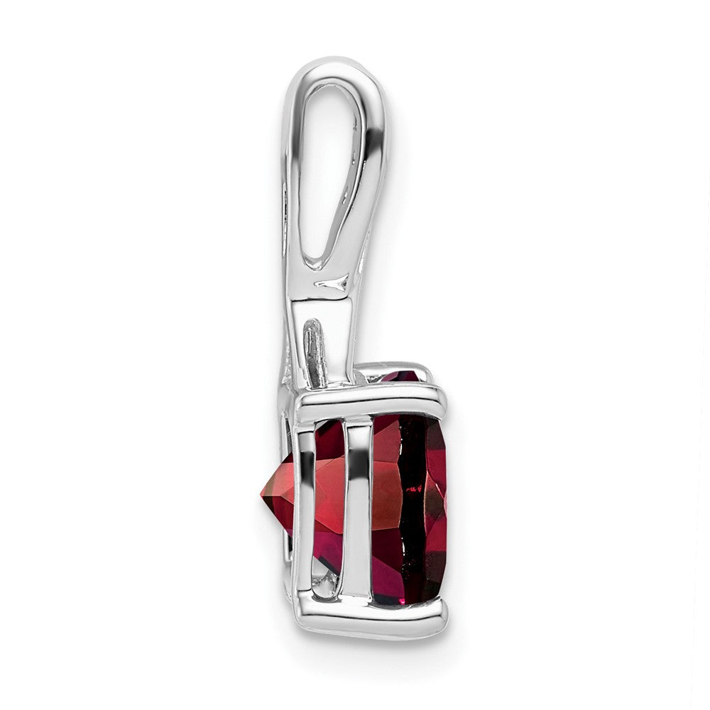 14k White Gold Cushion Garnet and Diamond Pendant