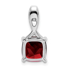 14k White Gold Cushion Garnet and Diamond Pendant