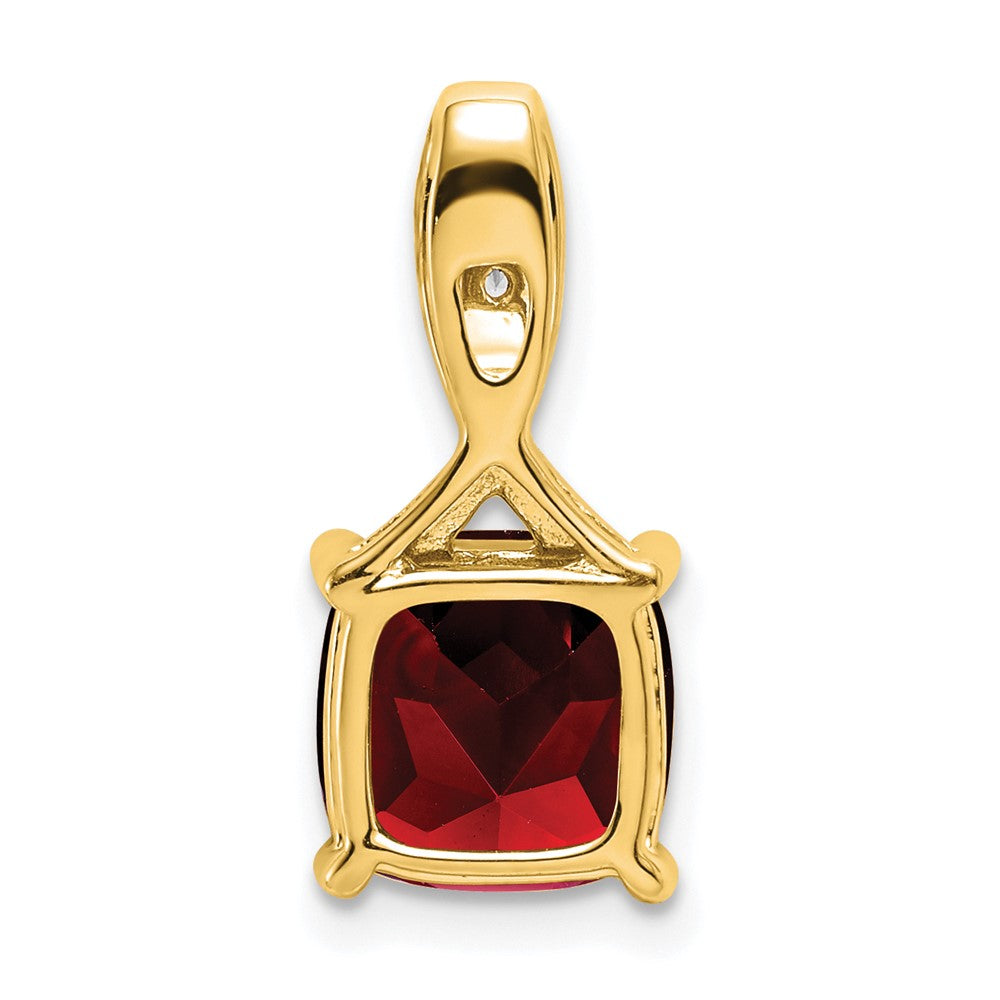 14k Cushion Garnet and Diamond Pendant