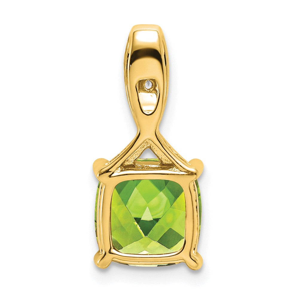 14k Cushion Peridot and Diamond Pendant - 3