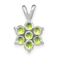 14k White Gold Peridot Floral Pendant