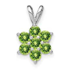 14k White Gold Peridot Floral Pendant
