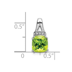 14k White Gold Cushion Peridot and Diamond Pendant - 3