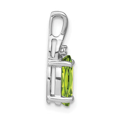 14k White Gold Oval Peridot and Diamond Pendant - 2
