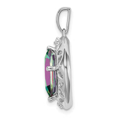 Sterling Silver Rhodium-plated Mystic Fire Topaz/Diamond Pendant