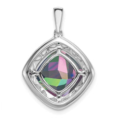 Sterling Silver Rhodium-plated Mystic Fire Topaz/Diamond Pendant