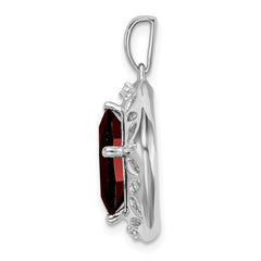 Sterling Silver Garnet and Diamond Pendant