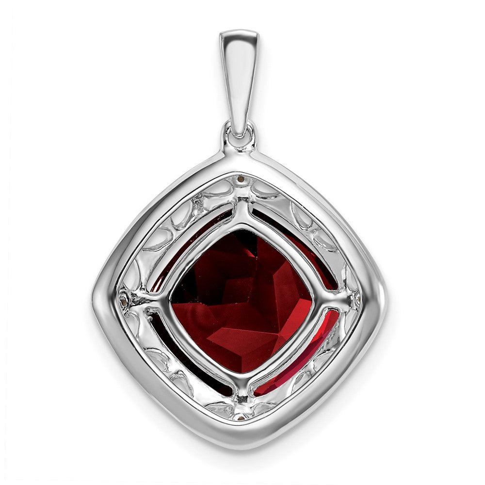 Sterling Silver Garnet and Diamond Pendant