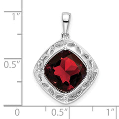 Sterling Silver Garnet and Diamond Pendant