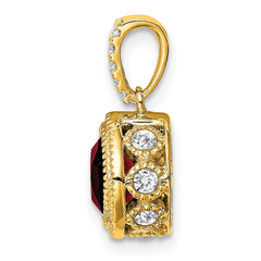 14k Cushion Garnet and Diamond Pendant - 4