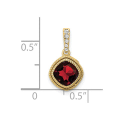 14k Cushion Garnet and Diamond Pendant - 4