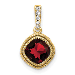 14k Cushion Garnet and Diamond Pendant - 4