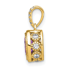 14k Oval Amethyst and Diamond Pendant