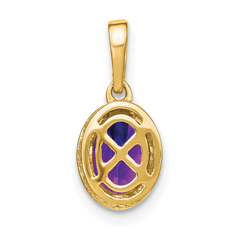 14k Oval Amethyst and Diamond Pendant