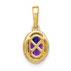 14k Oval Amethyst and Diamond Pendant