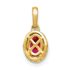 14k Oval Ruby and Diamond Pendant with Side Diamond Detail