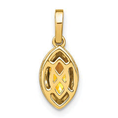 14k Marquise Citrine and Diamond Pendant