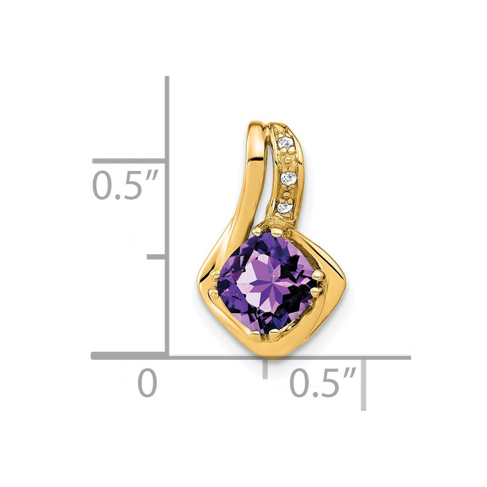 14k Amethyst and Diamond Chain Slide Pendant