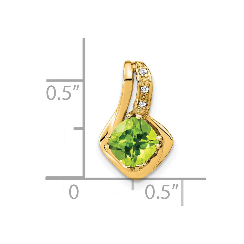 14k Peridot and Diamond Chain Slide Pendant