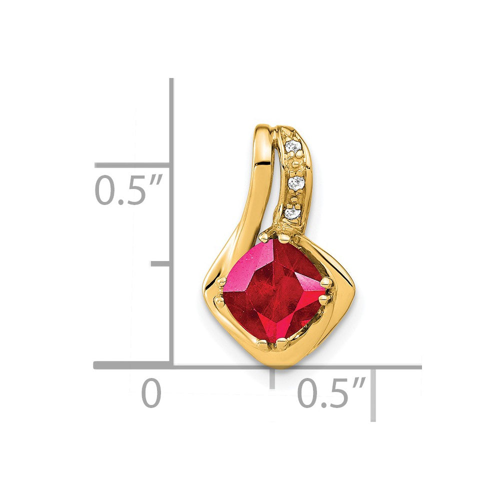 14k Cushion Lab Created Ruby and Diamond Chain Slide