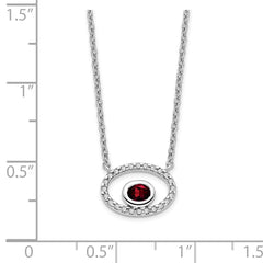 14k White Gold Oval Garnet and Diamond 18in. Necklace