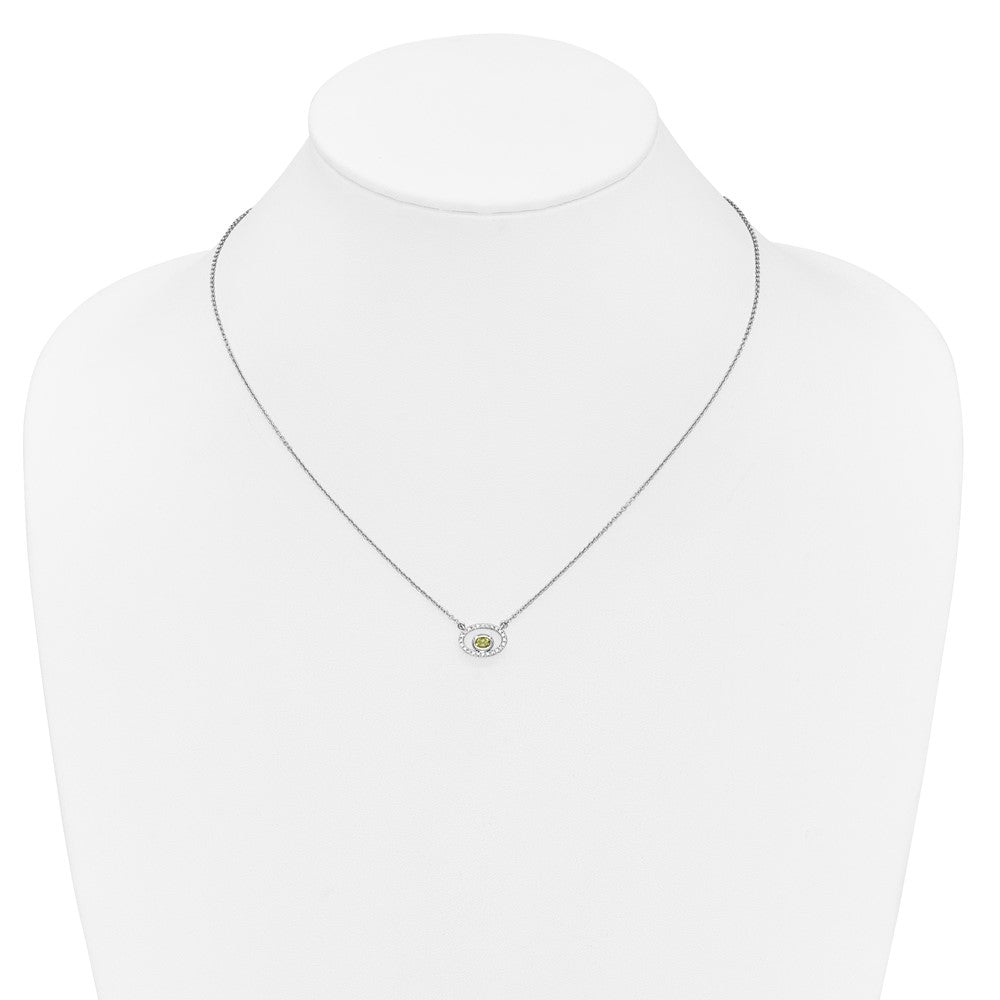 14k White Gold Oval Peridot and Diamond 18in. Necklace