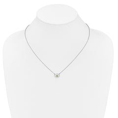 14k White Gold Oval Peridot and Diamond 18in. Necklace