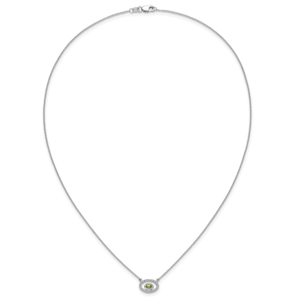 14k White Gold Oval Peridot and Diamond 18in. Necklace